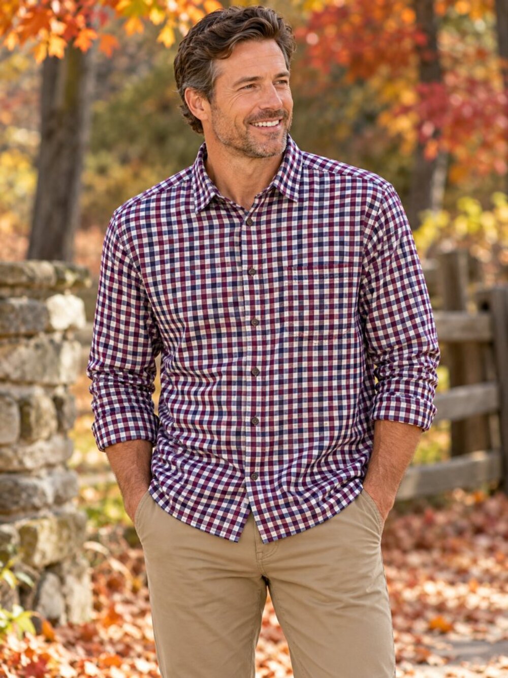 BLUE MOUNTAIN Men's Flannel Shirt Button-Up White w/Navy & Red Plaid NWOT L